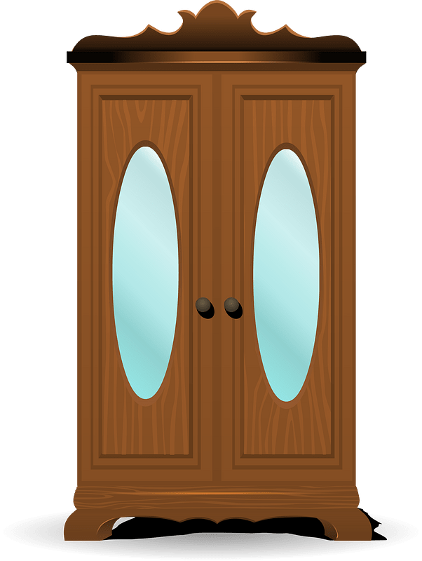 Tall brown mirror cabinet