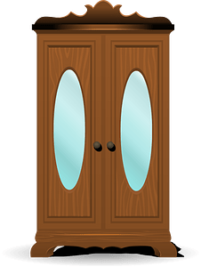 Tall brown mirror cabinet