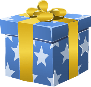 Blue wrapped gift box