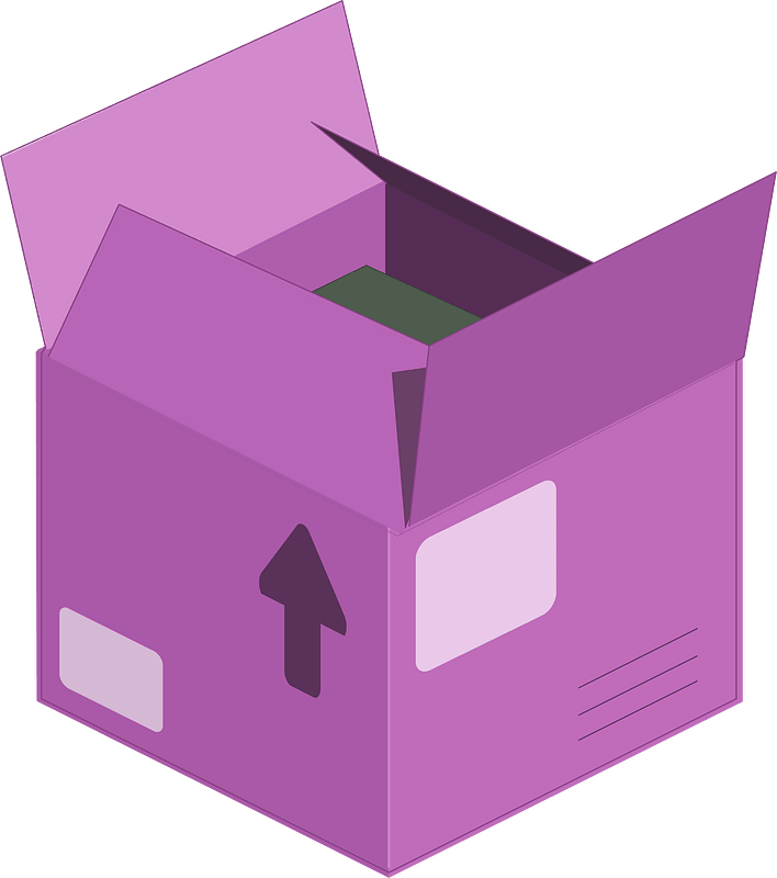 Pink opened carton box