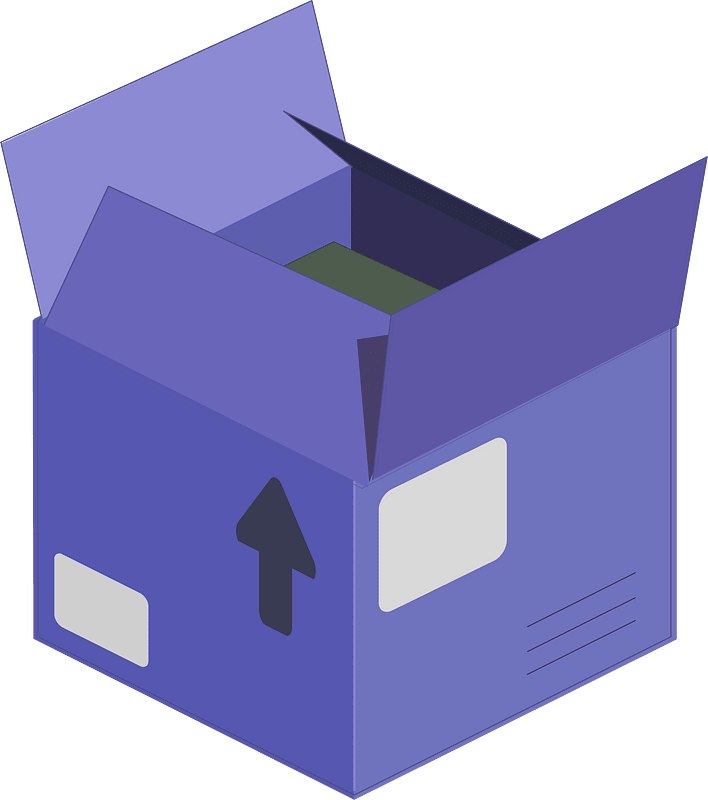 Purple opened carton box