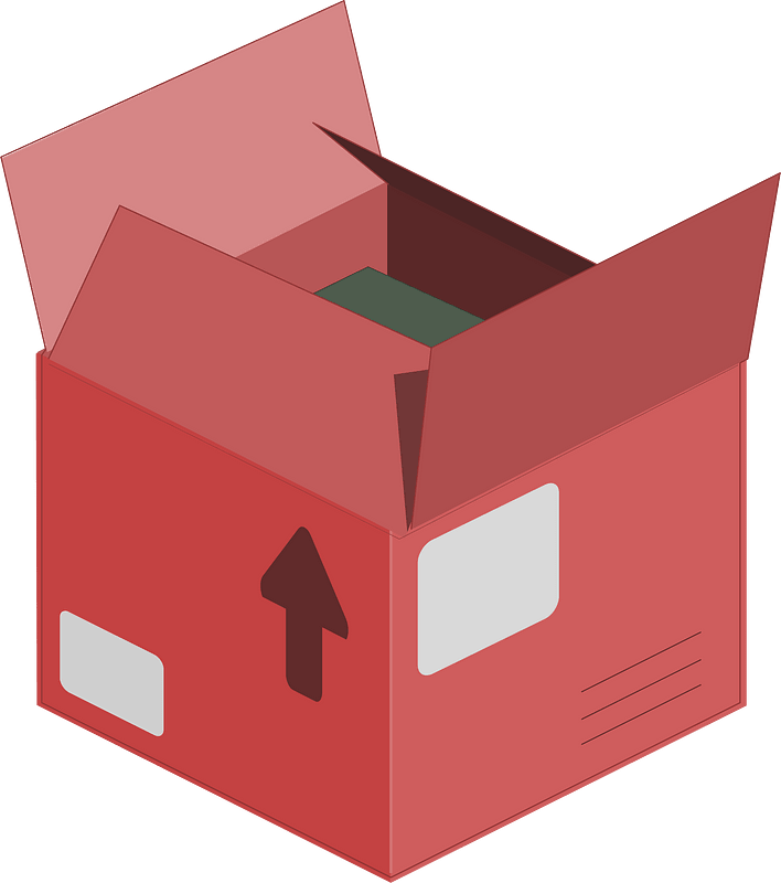 Red opened carton box