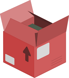 Red opened carton box
