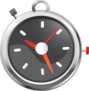Grey clock red hands