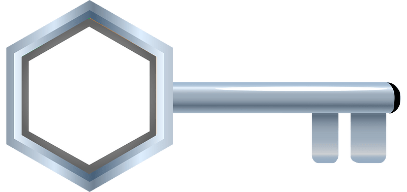 Silver hexagon fantasy door key