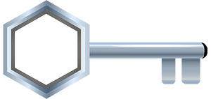 Silver hexagon fantasy door key