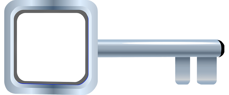 Silver yellow blue square fantasy door key