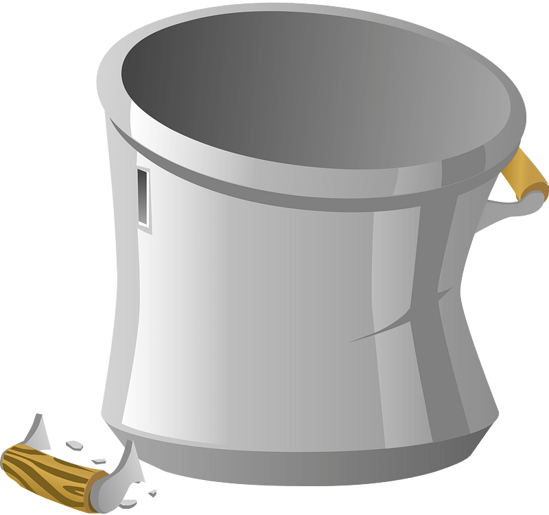 Bent broken grey pot