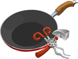 Frying pan and tools