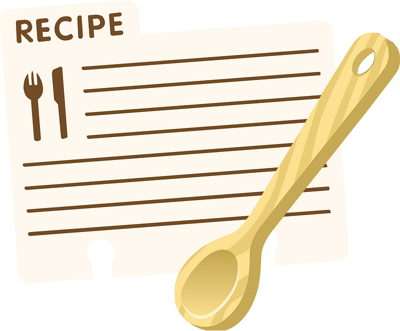 Recipe and wooden spoon