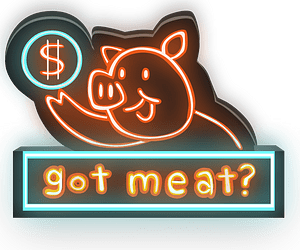 Neon save meat sign