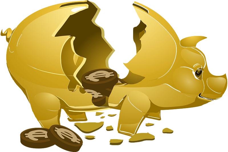 Broken piggy bank