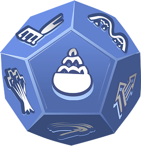 Twelve sided blue dice