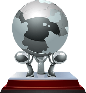 Supporting earth trophy