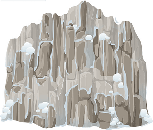White grey snow cliff