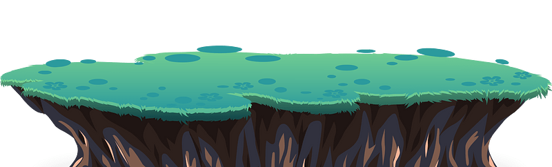 Green grass rock platform