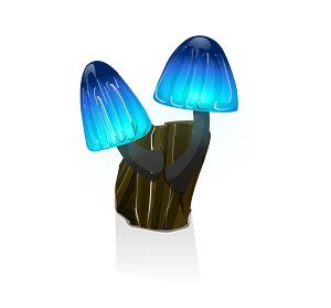 Two blue fantasy mushrooms