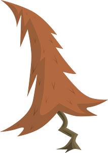Crooked red coniferous tree