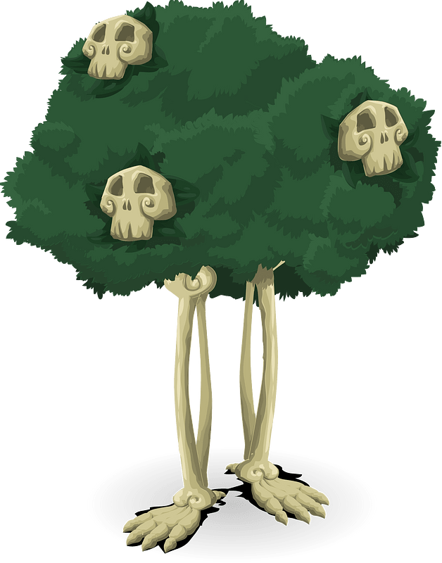 Skeleton creepy fantasy tree
