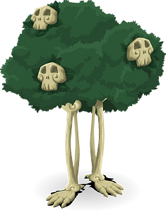 Skeleton creepy fantasy tree