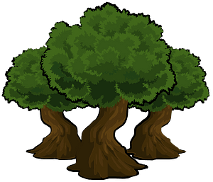 Three green trees