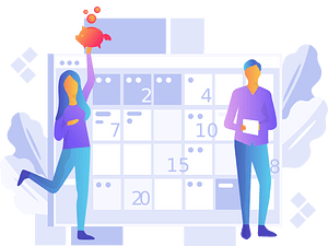 Saving budget calendar woman man