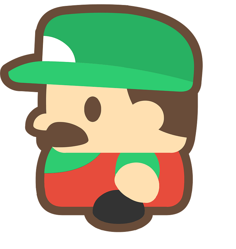 Green hat moustache character