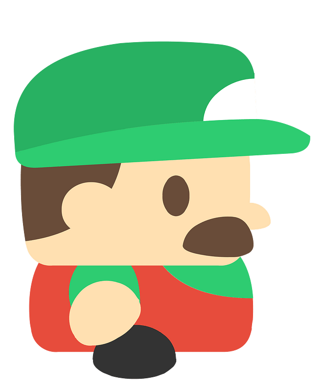 Green hat moustache character