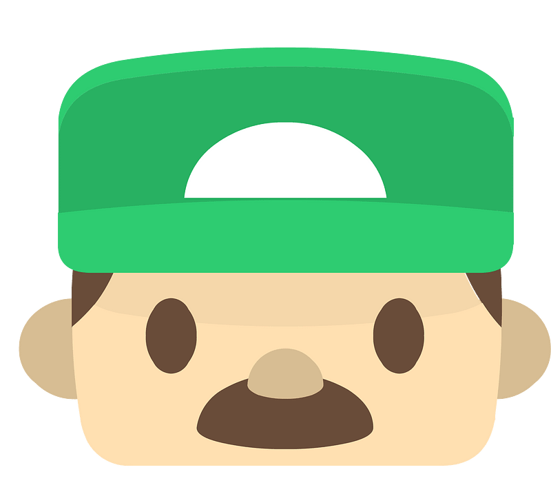 Green hat moustache character