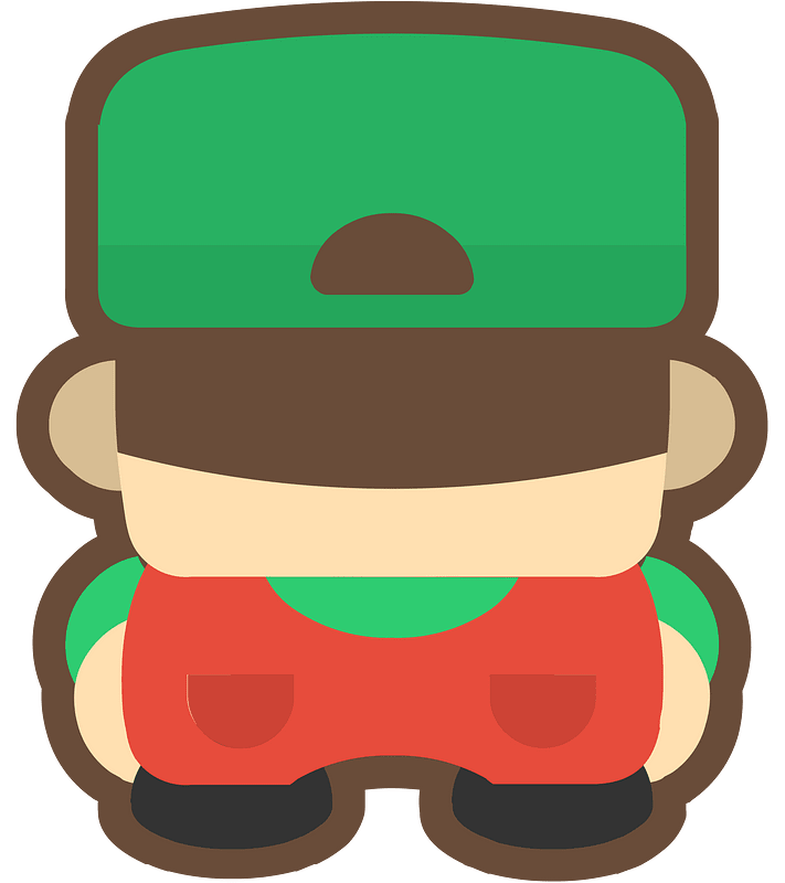 Green hat moustache character