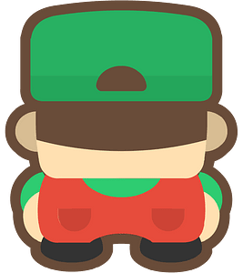 Green hat moustache character