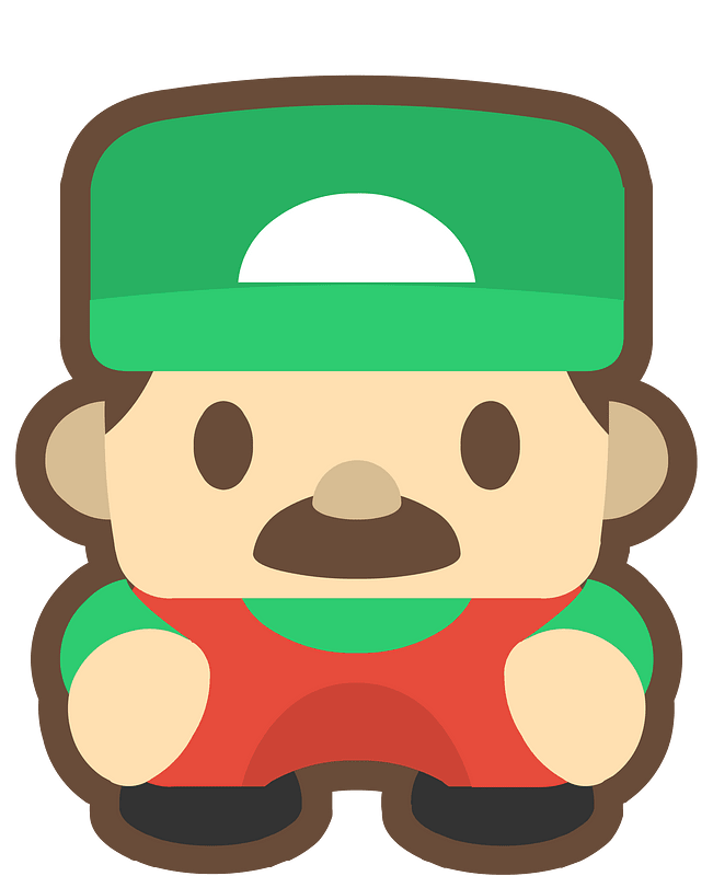 Green hat moustache character