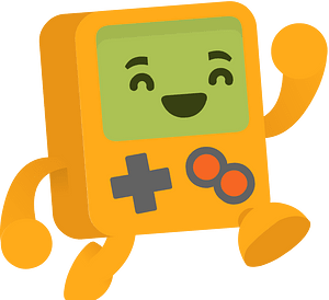 Yellow handheld game console character