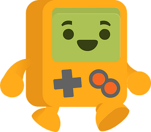 Yellow handheld game console character