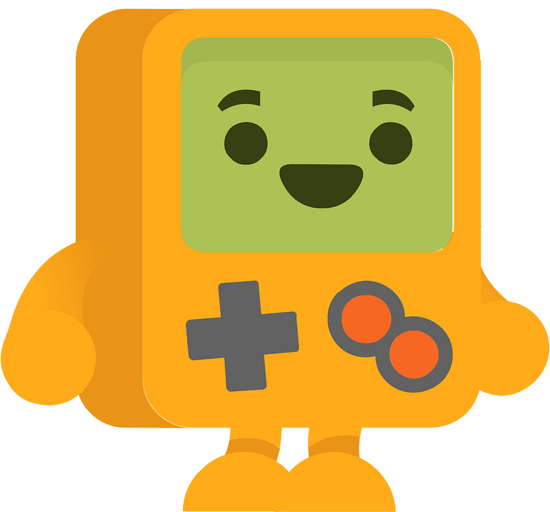 Yellow handheld game console character