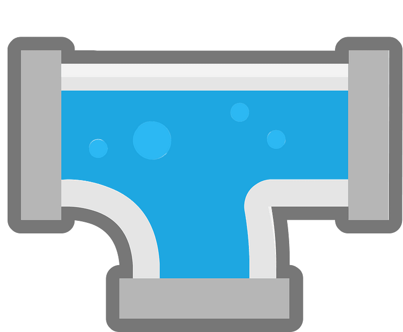 Grey pipes blue water
