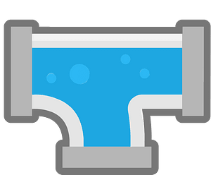 Grey pipes blue water