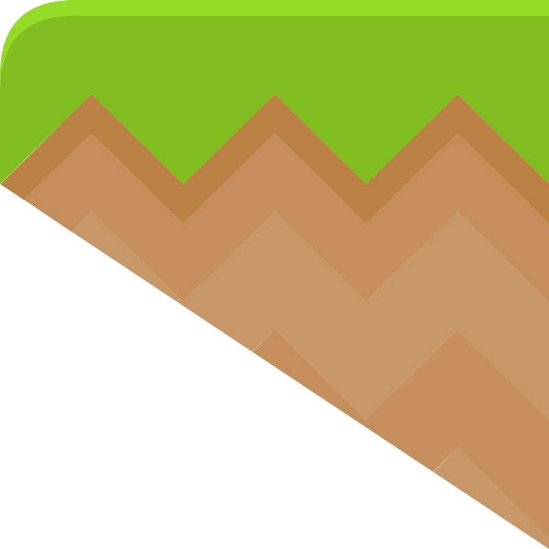 Green grass brown land platform