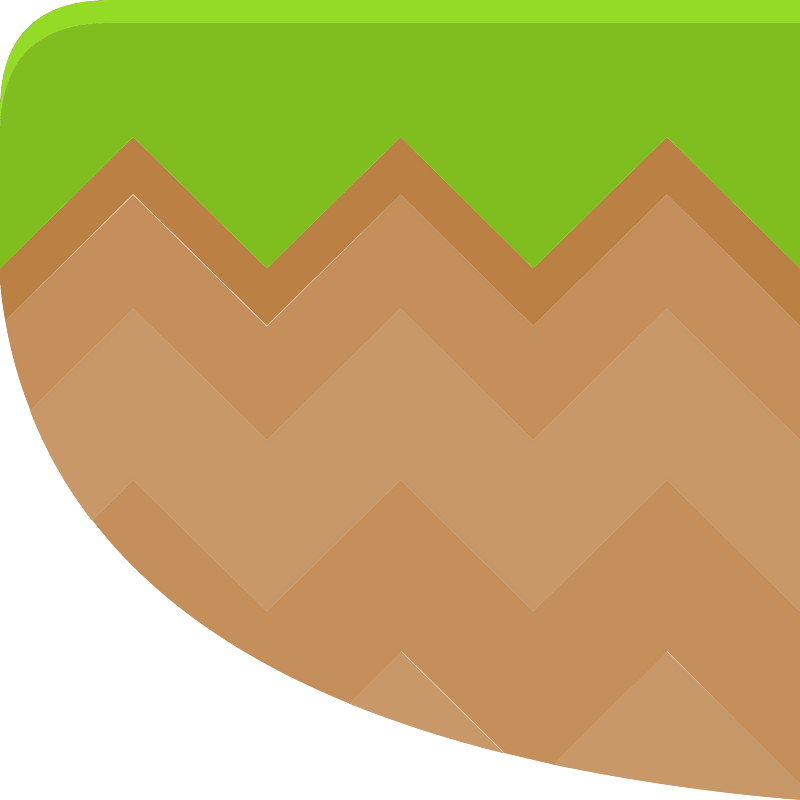 Green grass brown land platform
