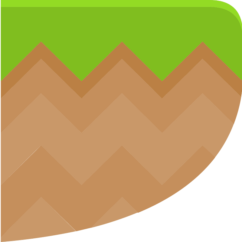 Green grass brown land platform