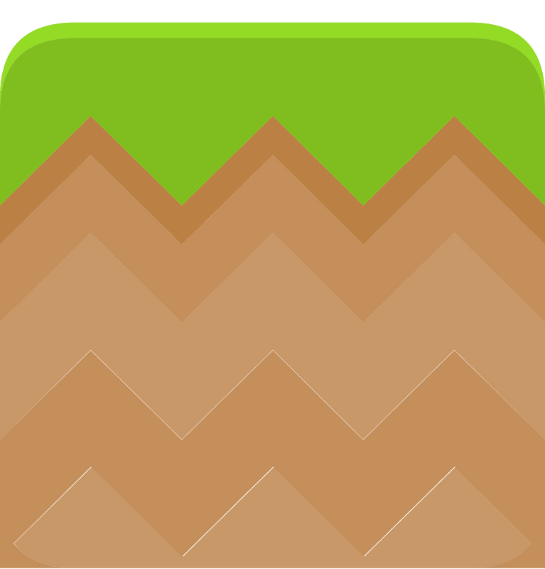 Green grass brown land platform
