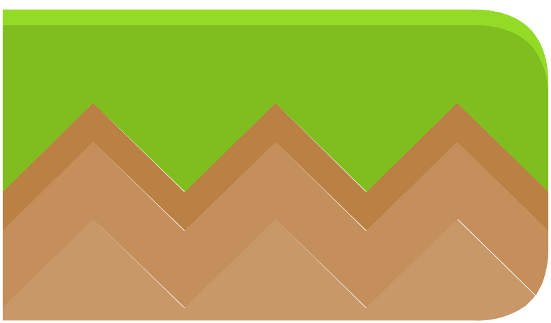 Green grass brown land platform
