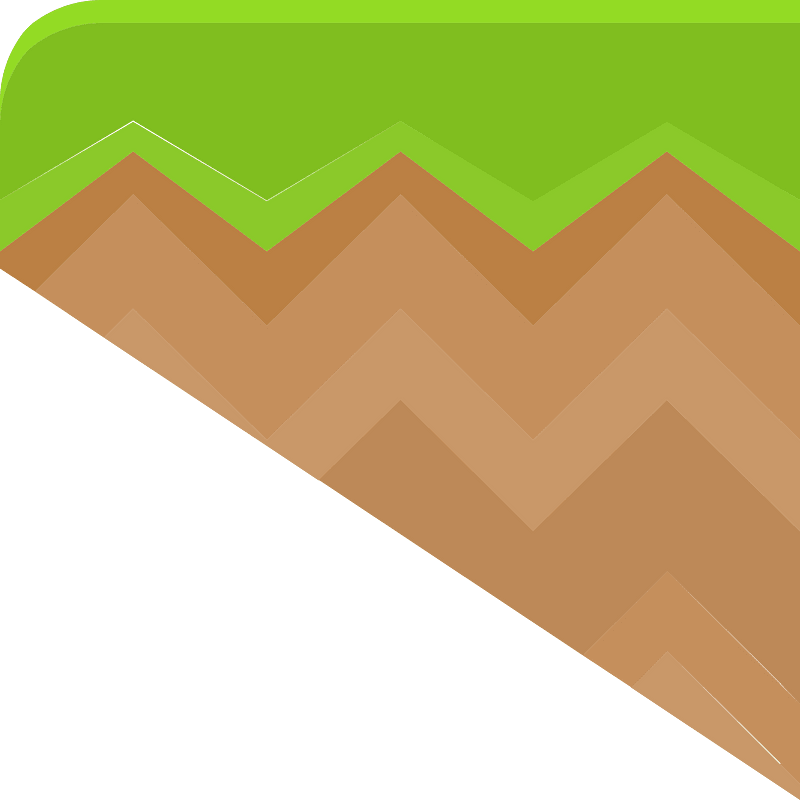 Green grass brown land platform