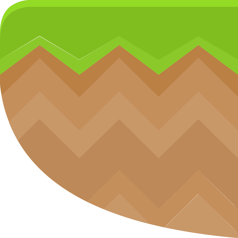 Green grass brown land platform