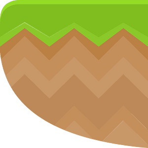 Green grass brown land platform