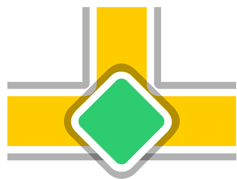 Yellow road green sign