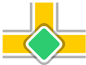 Yellow road green sign