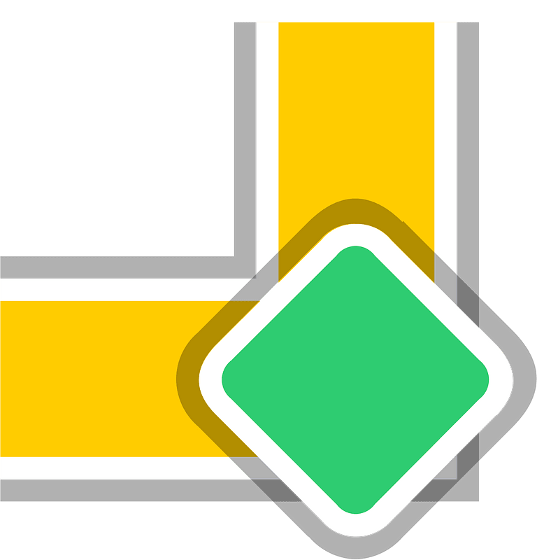 Yellow road green sign