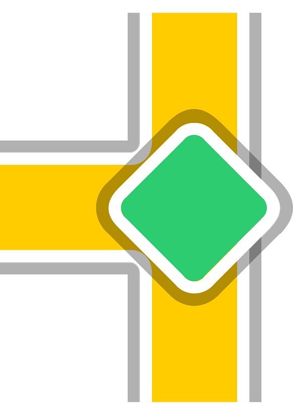 Yellow road green sign