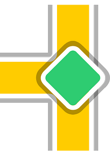 Yellow road green sign